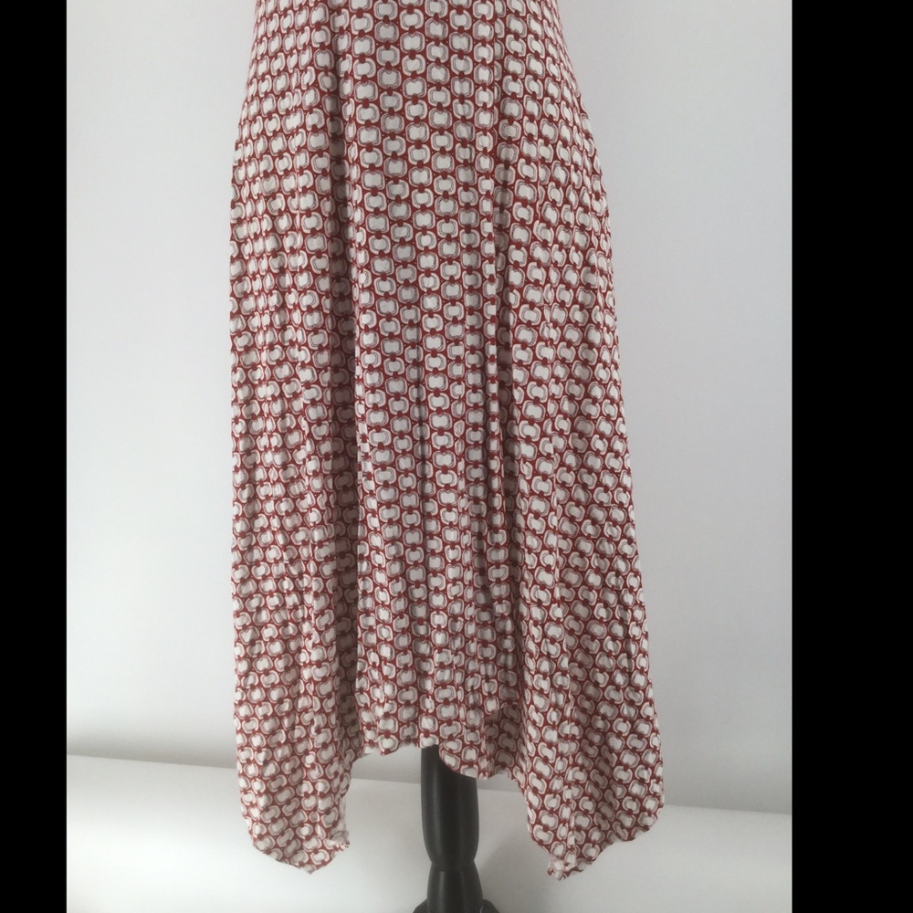 Ronen Chen Med. Red &White Faux Wrap Summer Dress - Picture 3 of 13